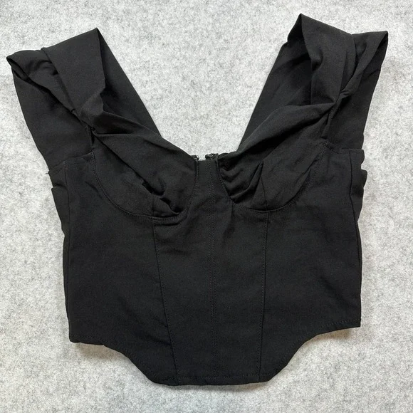 DIVIDED by H&M Women's XXS Black Cropped Corset Style Bustier Sleeveless Top Y2K - Picture 4 of 9